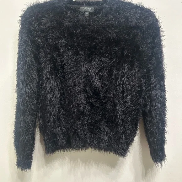 Topshop Black Fuzzy Sweater - Picture 1 of 3